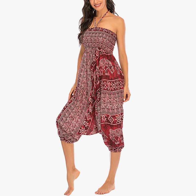 Pantaloni harem larghi e arricciati con motivo a elefante, tuta da yoga da donna, stile Buddha Stones, due stili - image 7
