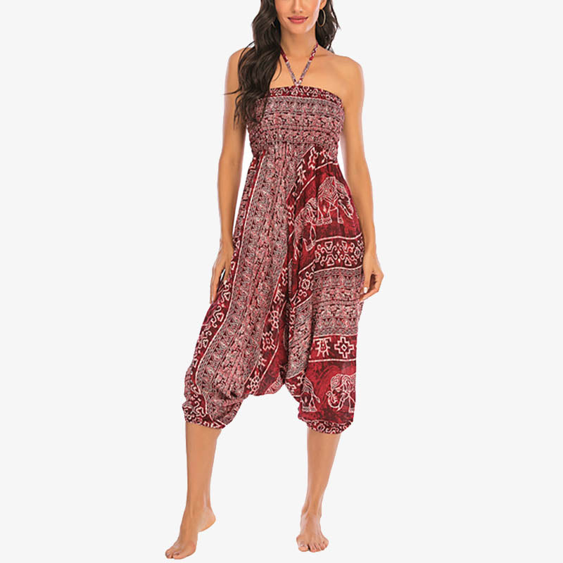 Pantaloni harem larghi e arricciati con motivo a elefante, tuta da yoga da donna, stile Buddha Stones, due stili - image 6