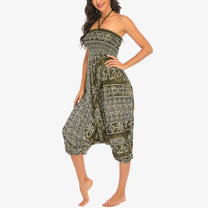 Pantaloni harem larghi e arricciati con motivo a elefante, tuta da yoga da donna, stile Buddha Stones, due stili - image 20