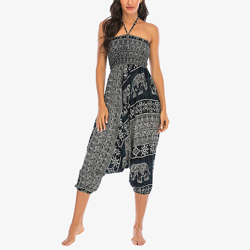 Pantaloni harem larghi e arricciati con motivo a elefante, tuta da yoga da donna, stile Buddha Stones, due stili - image 27