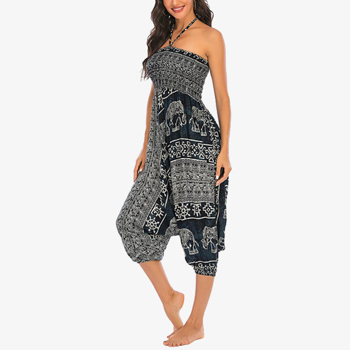 Pantaloni harem larghi e arricciati con motivo a elefante, tuta da yoga da donna, stile Buddha Stones, due stili - image 29