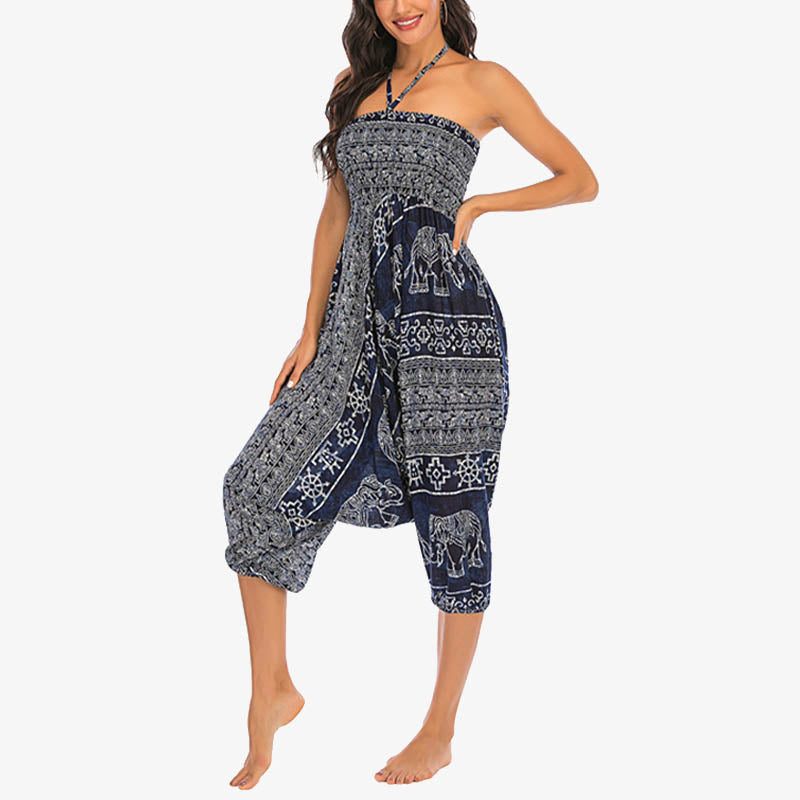 Pantaloni harem larghi e arricciati con motivo a elefante, tuta da yoga da donna, stile Buddha Stones, due stili - image 39