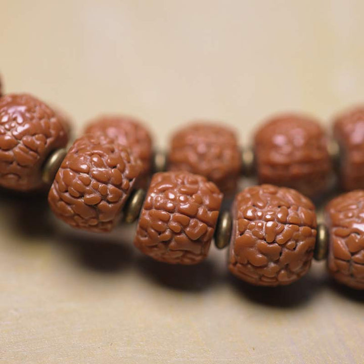 Buddha Stones 108 Mala Rudraksha Beads Bodhi Seed Dzi Bead Luck Auspiciousness Nappa Bracciale