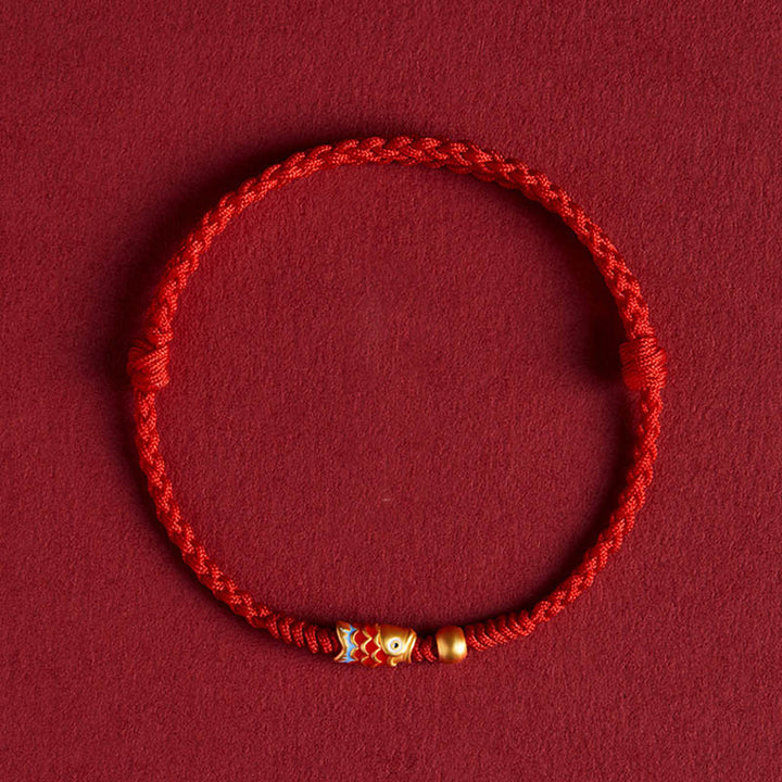 Braccialetto intrecciato in corda con pesce koi fatto a mano in argento sterling 925 con pietre Buddha Stones e pesce koi