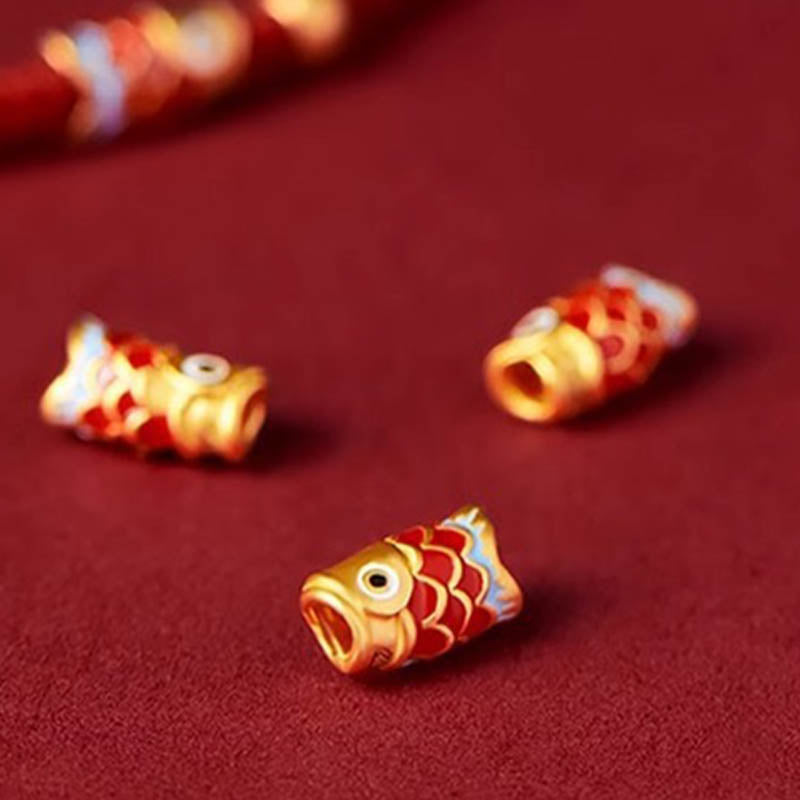 Braccialetto intrecciato in corda con pesce koi fatto a mano in argento sterling 925 con pietre Buddha Stones e pesce koi