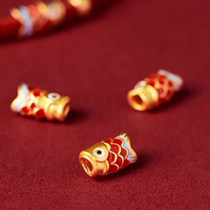 Braccialetto intrecciato in corda con pesce koi fatto a mano in argento sterling 925 con pietre Buddha Stones e pesce koi