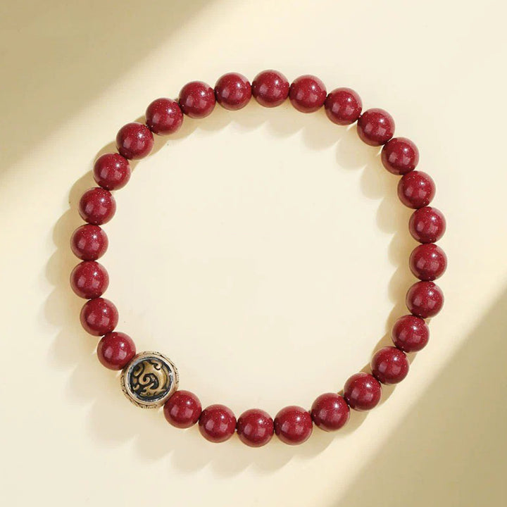 Bracciale Buddha Stones 925 Sterling Silver Cinnabar naturale Quattro Bestie Benedizione - 6 millimetri - Drago Azzurro (circonferenza polso 14-16 cm) - image 1