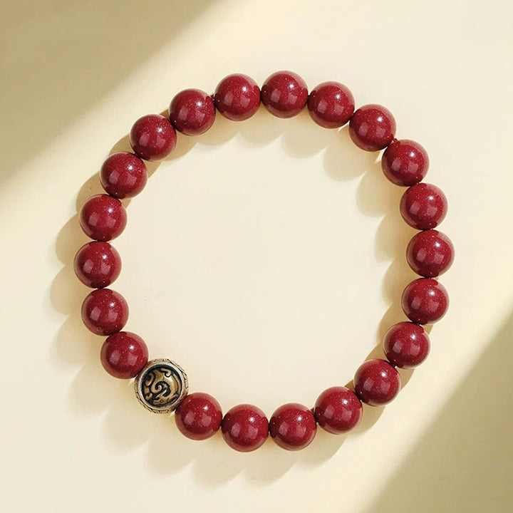 Bracciale Buddha Stones 925 Sterling Silver Cinnabar naturale Quattro Bestie Benedizione - 8 millimetri - Drago Azzurro (circonferenza polso 14-16 cm) - image 7