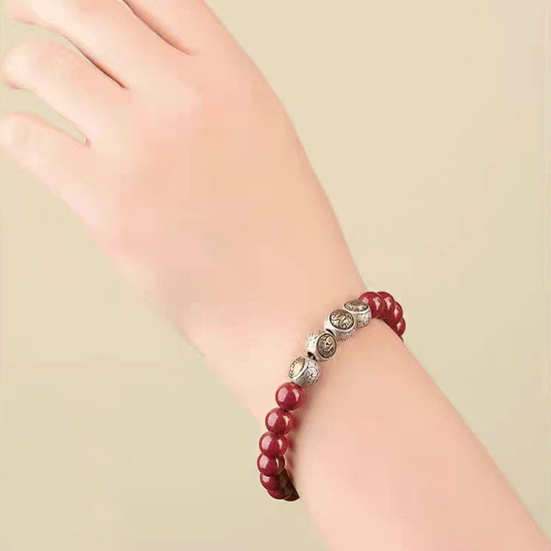 Bracciale Buddha Stones 925 Sterling Silver Cinnabar naturale Quattro Bestie Benedizione - image 5
