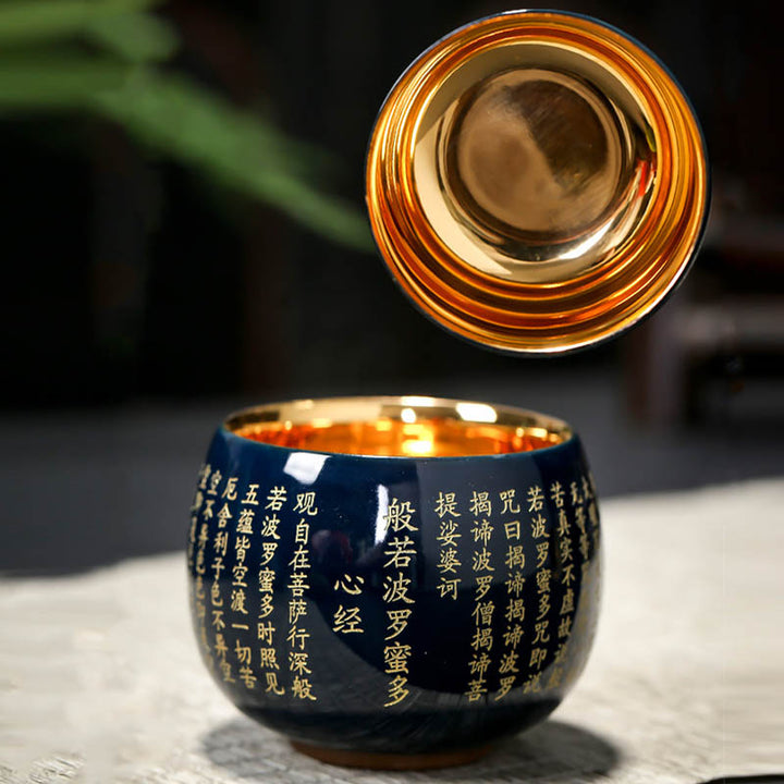 Buddha Stones Sutra del cuore Mantra della grande compassione Tazza da tè in ceramica incisa Tazza da tè Kung Fu