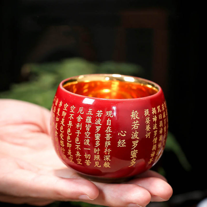 Buddha Stones Sutra del cuore Mantra della grande compassione Tazza da tè in ceramica incisa Tazza da tè Kung Fu