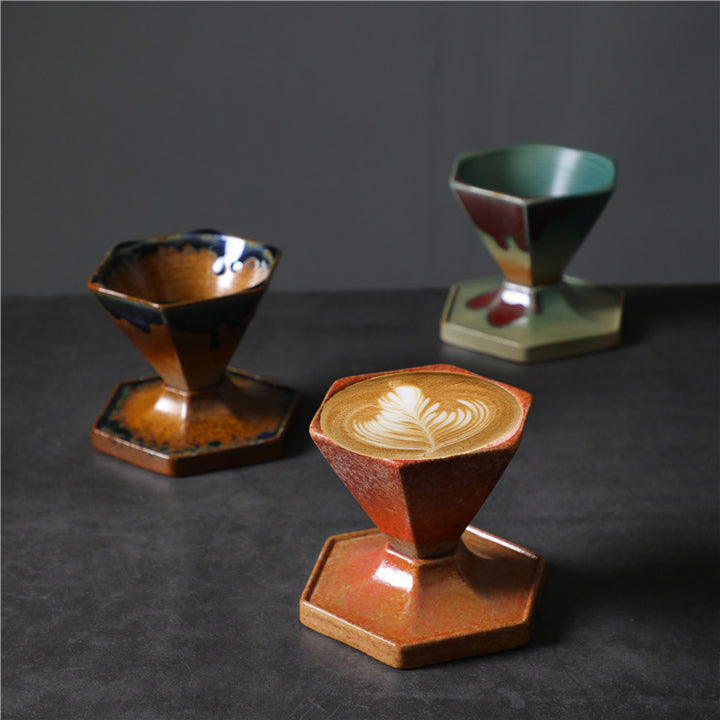 Tazza da caffè in ceramica con design esagonale Buddha Stones , tazza da caffè con base 170 ml