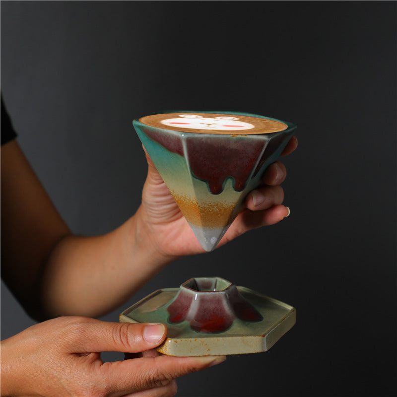 Tazza da caffè in ceramica con design esagonale Buddha Stones , tazza da caffè con base 170 ml