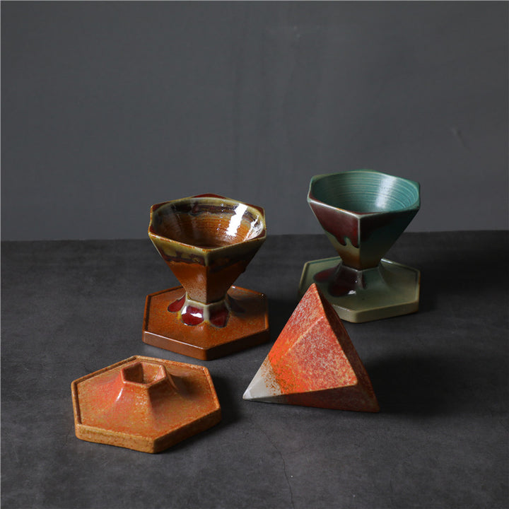 Tazza da caffè in ceramica con design esagonale Buddha Stones , tazza da caffè con base 170 ml