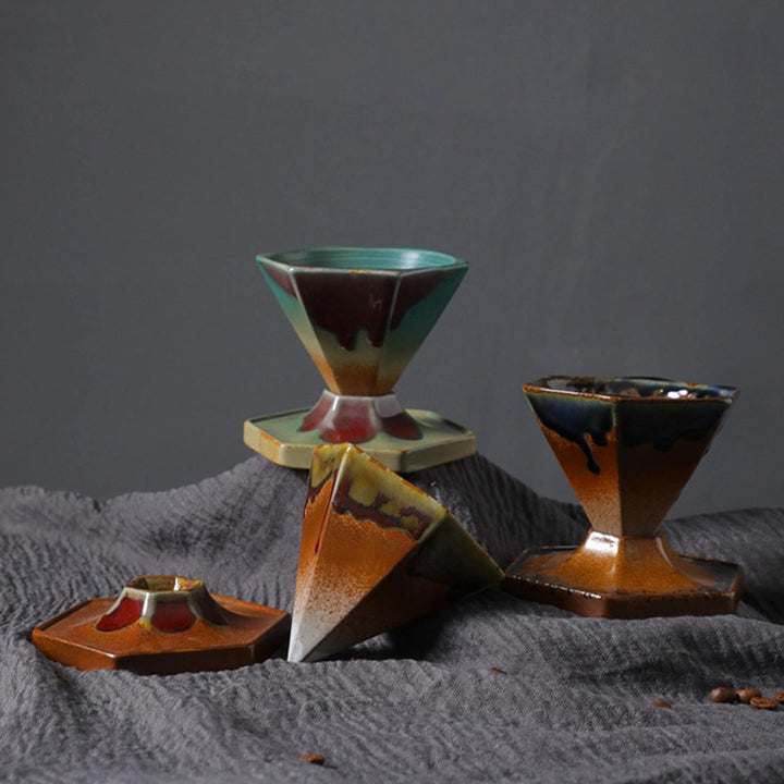 Tazza da caffè in ceramica con design esagonale Buddha Stones , tazza da caffè con base 170 ml