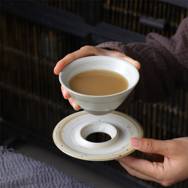 Tazza da caffè in ceramica con design del pianeta Buddha Stones , tazza da caffè in ceramica grezza con piattino