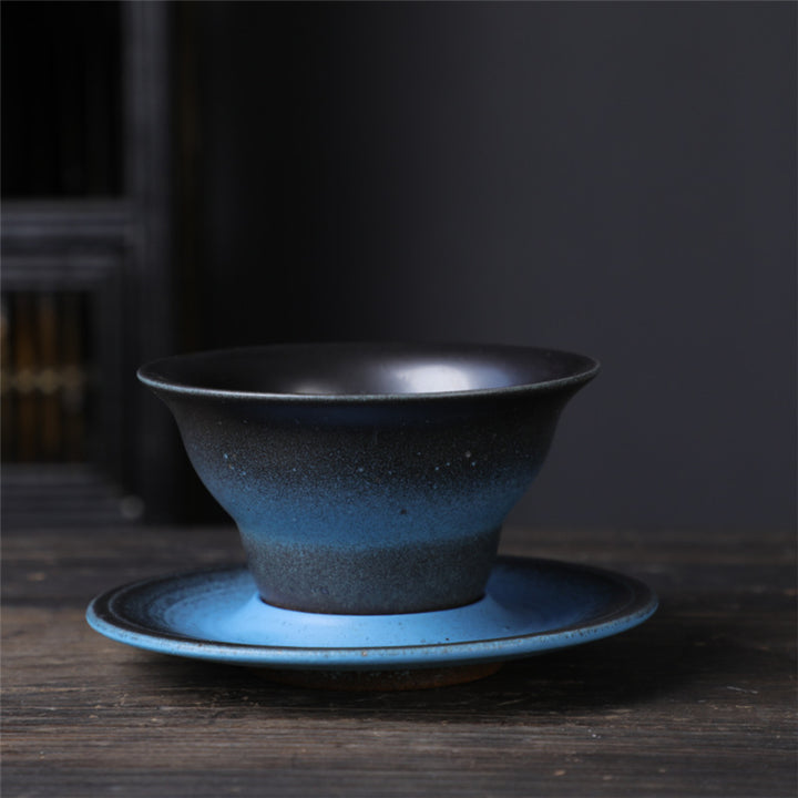 Tazza da caffè in ceramica con design del pianeta Buddha Stones , tazza da caffè in ceramica grezza con piattino