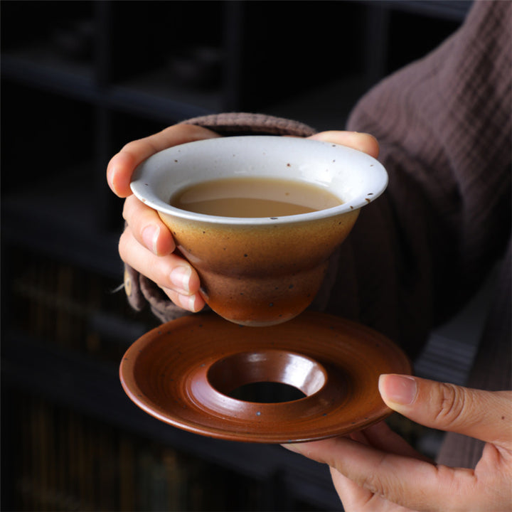 Tazza da caffè in ceramica con design del pianeta Buddha Stones , tazza da caffè in ceramica grezza con piattino