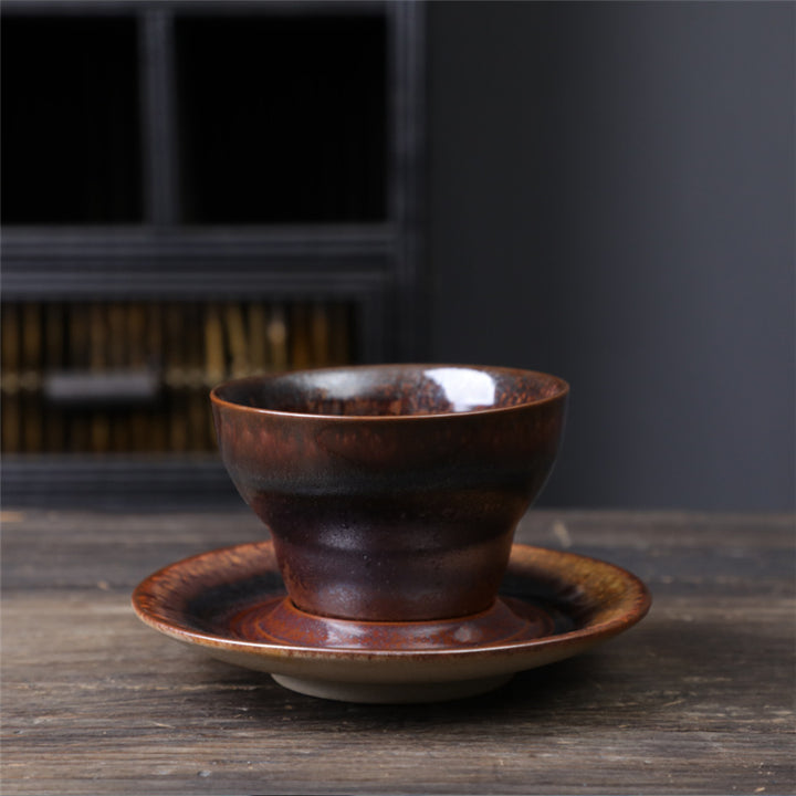 Tazza da caffè in ceramica con design del pianeta Buddha Stones , tazza da caffè in ceramica grezza con piattino