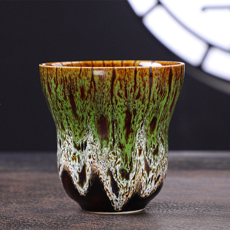 Buddha Stones Vintage Kiln Change Design Tazza da caffè in ceramica Tazza da tè 150ml - Verde Bianco 7,5cm*7,5cm*150ml - image 9