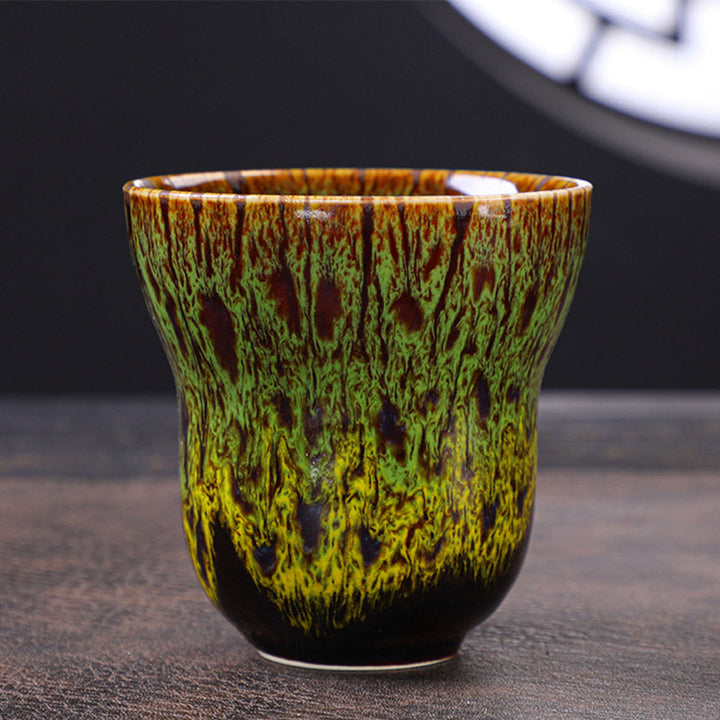 Buddha Stones Vintage Kiln Change Design Tazza da caffè in ceramica Tazza da tè 150ml - Verde 7,5 cm*7,5 cm*150 ml - image 15