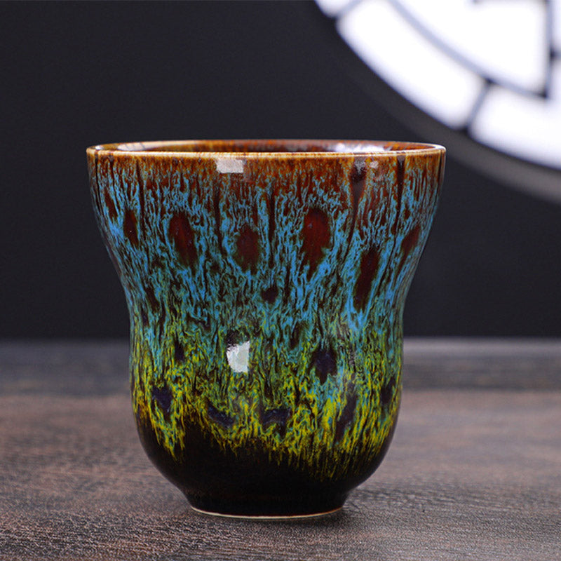Buddha Stones Vintage Kiln Change Design Tazza da caffè in ceramica Tazza da tè 150ml - Blu Giallo 7,5cm*7,5cm*150ml - image 16