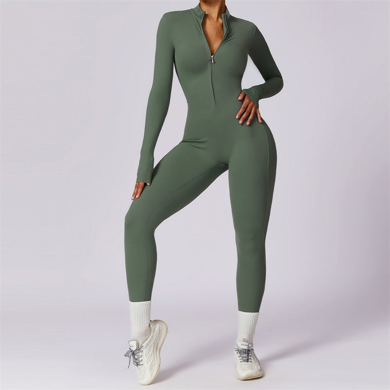 Buddha Stones Donna Cerniera Manica Lunga Shapewear Tuta Sportiva Fitness Yoga Body - Verde - US8-10, UK/AU12-14, EU40-42 (XL) - image 35