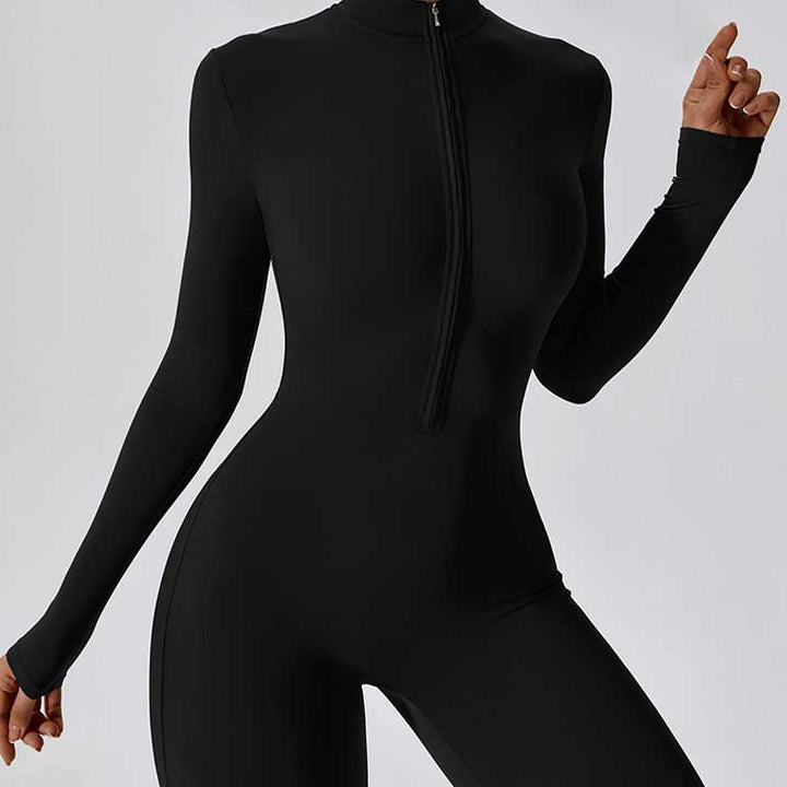 Buddha Stones Donna Cerniera Manica Lunga Shapewear Tuta Sportiva Fitness Yoga Body - image 13