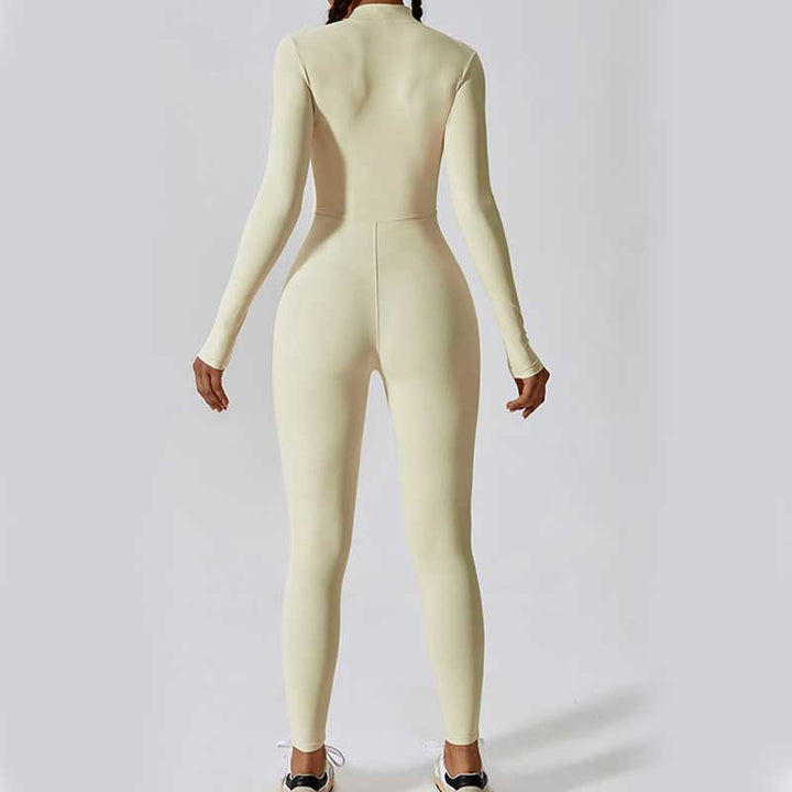 Buddha Stones Donna Cerniera Manica Lunga Shapewear Tuta Sportiva Fitness Yoga Body - image 33