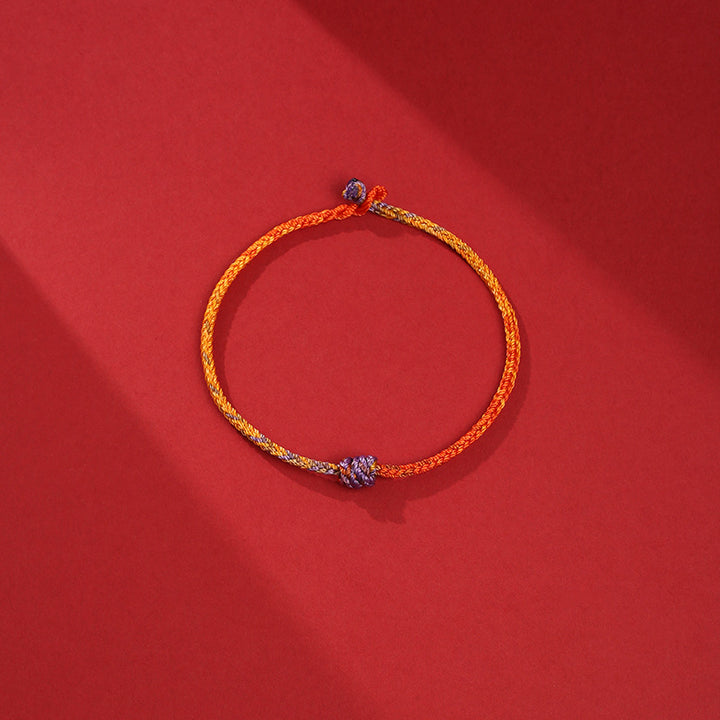 Braccialetto in corda intrecciata rossa e viola con Buddha Stones, fatto a mano