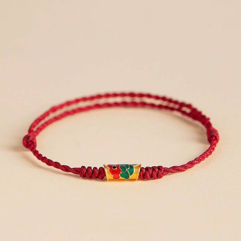 Braccialetto intrecciato a mano con pesce koi, ricchezza e prosperità, Buddha Stones