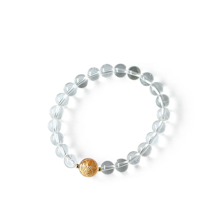 Bracciale Buddha Stones Naturale Ossidiana Nera Cristallo Bianco Onice Nero Forza Drago