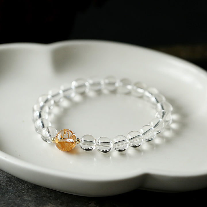 Bracciale Buddha Stones Naturale Ossidiana Nera Cristallo Bianco Onice Nero Forza Drago