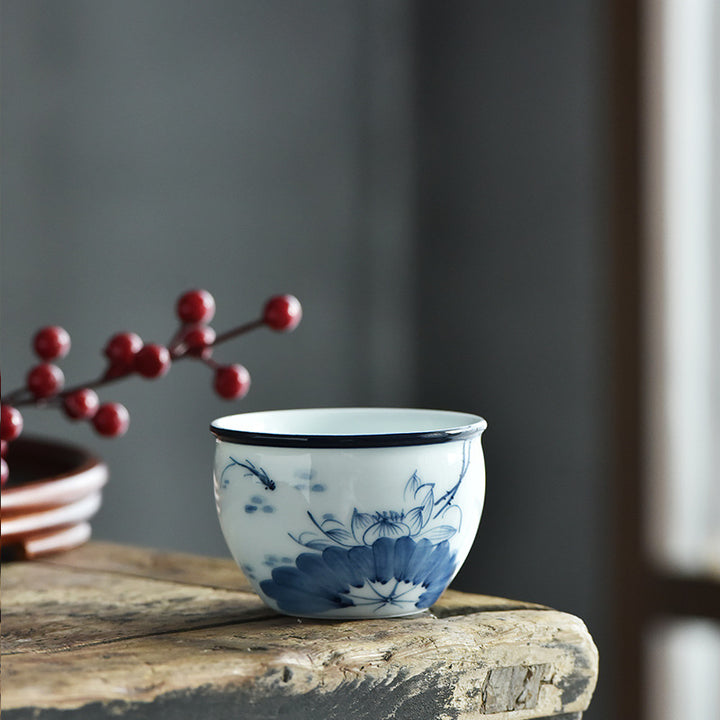 Buddha Stones Koi Pesce Fiore di Loto Foglia Montagne Albero Tazza da Tè in Ceramica Tazza da Tè Kung Fu 130ml
