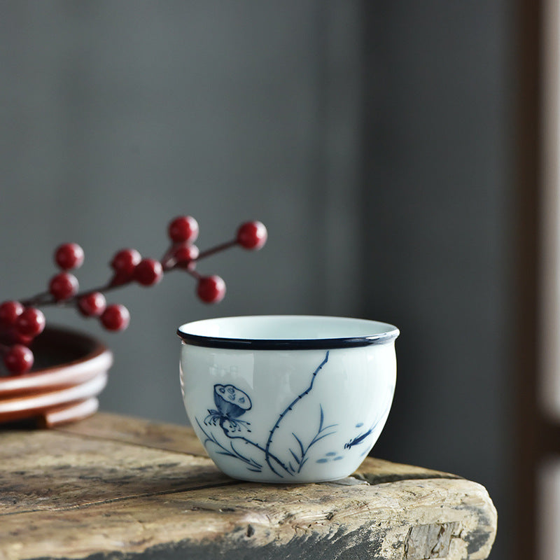 Buddha Stones Koi Pesce Fiore di Loto Foglia Montagne Albero Tazza da Tè in Ceramica Tazza da Tè Kung Fu 130ml
