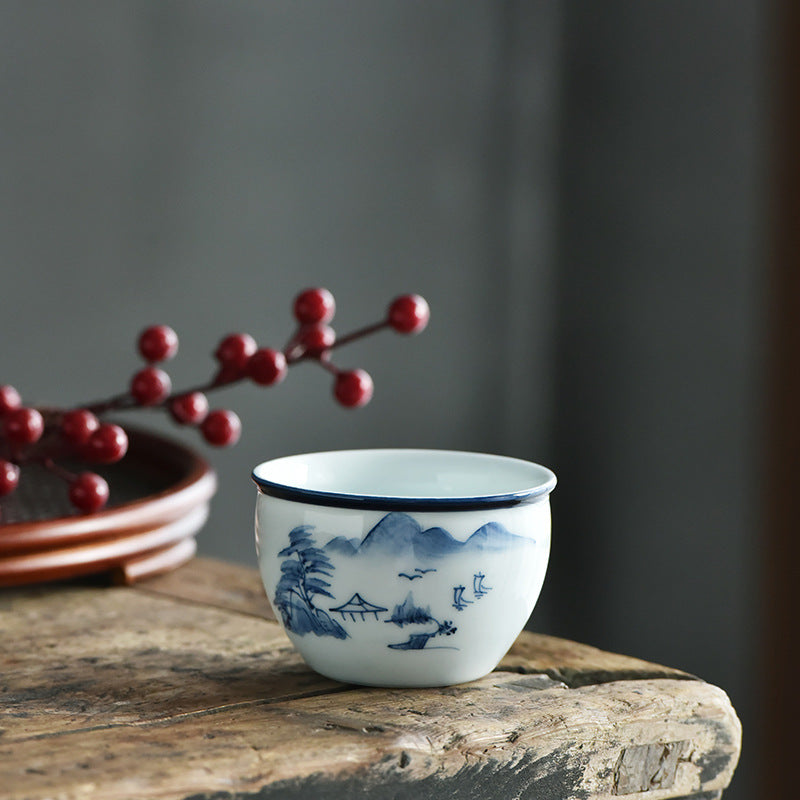 Buddha Stones Koi Pesce Fiore di Loto Foglia Montagne Albero Tazza da Tè in Ceramica Tazza da Tè Kung Fu 130ml