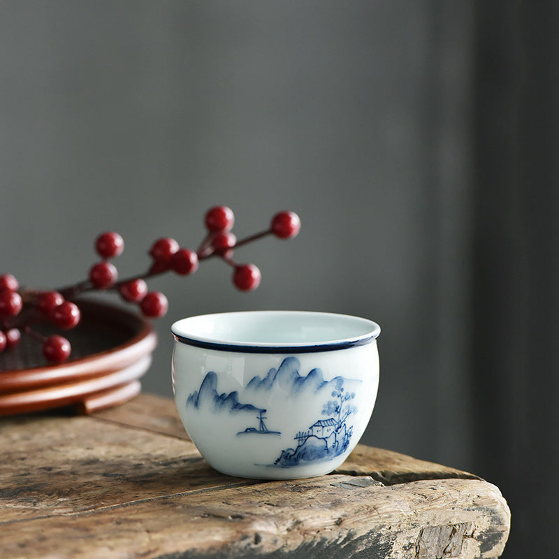 Buddha Stones Koi Pesce Fiore di Loto Foglia Montagne Albero Tazza da Tè in Ceramica Tazza da Tè Kung Fu 130ml