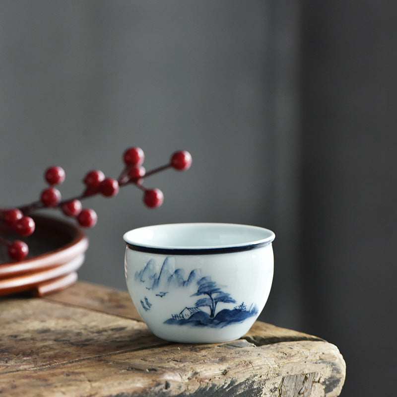 Buddha Stones Koi Pesce Fiore di Loto Foglia Montagne Albero Tazza da Tè in Ceramica Tazza da Tè Kung Fu 130ml