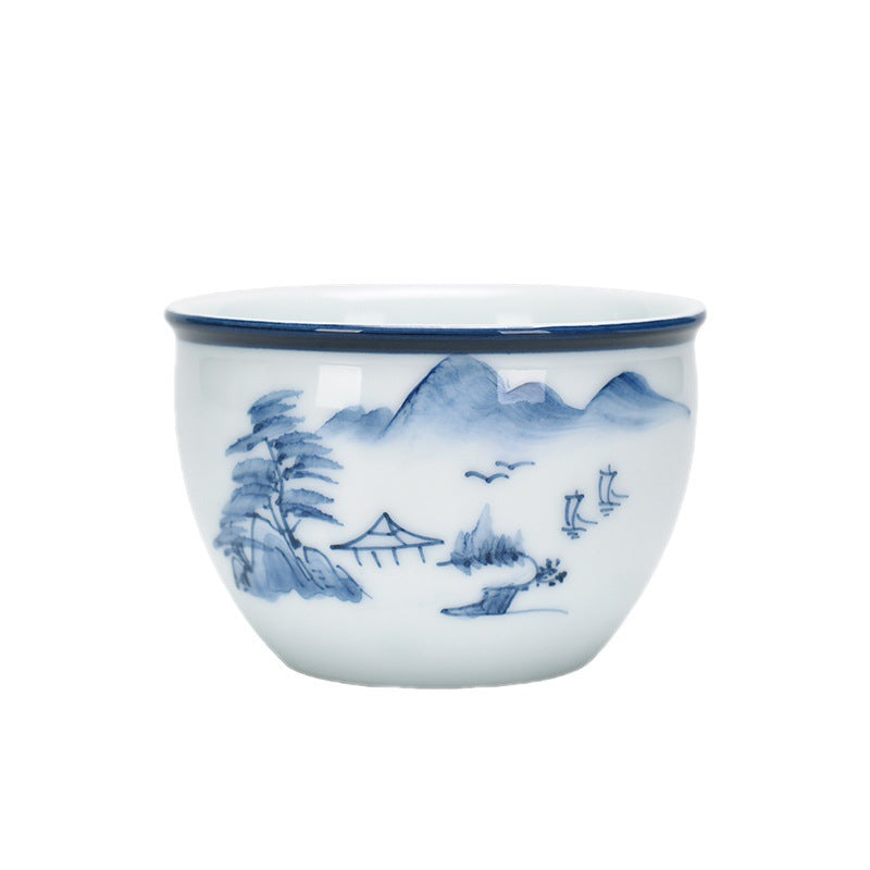Buddha Stones Koi Pesce Fiore di Loto Foglia Montagne Albero Tazza da Tè in Ceramica Tazza da Tè Kung Fu 130ml