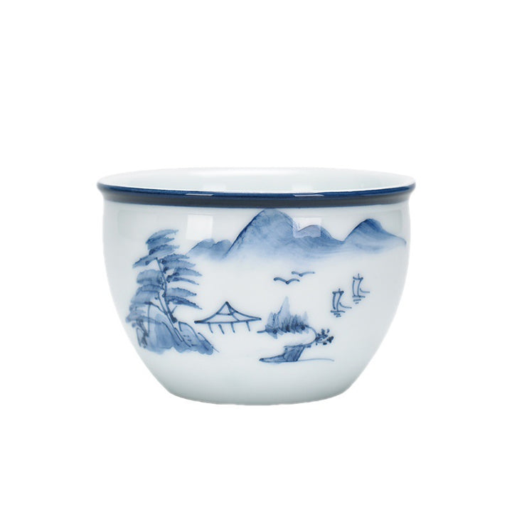 Buddha Stones Koi Pesce Fiore di Loto Foglia Montagne Albero Tazza da Tè in Ceramica Tazza da Tè Kung Fu 130ml