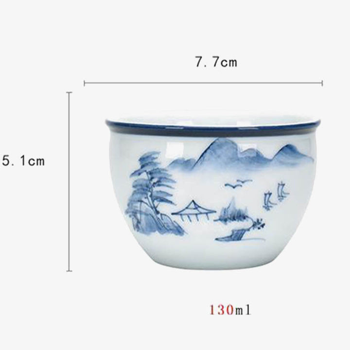 Buddha Stones Koi Pesce Fiore di Loto Foglia Montagne Albero Tazza da Tè in Ceramica Tazza da Tè Kung Fu 130ml