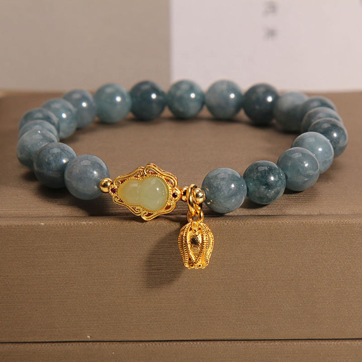 Braccialetto portafortuna con ciondolo tulipano zucca giada naturale Buddha Stones