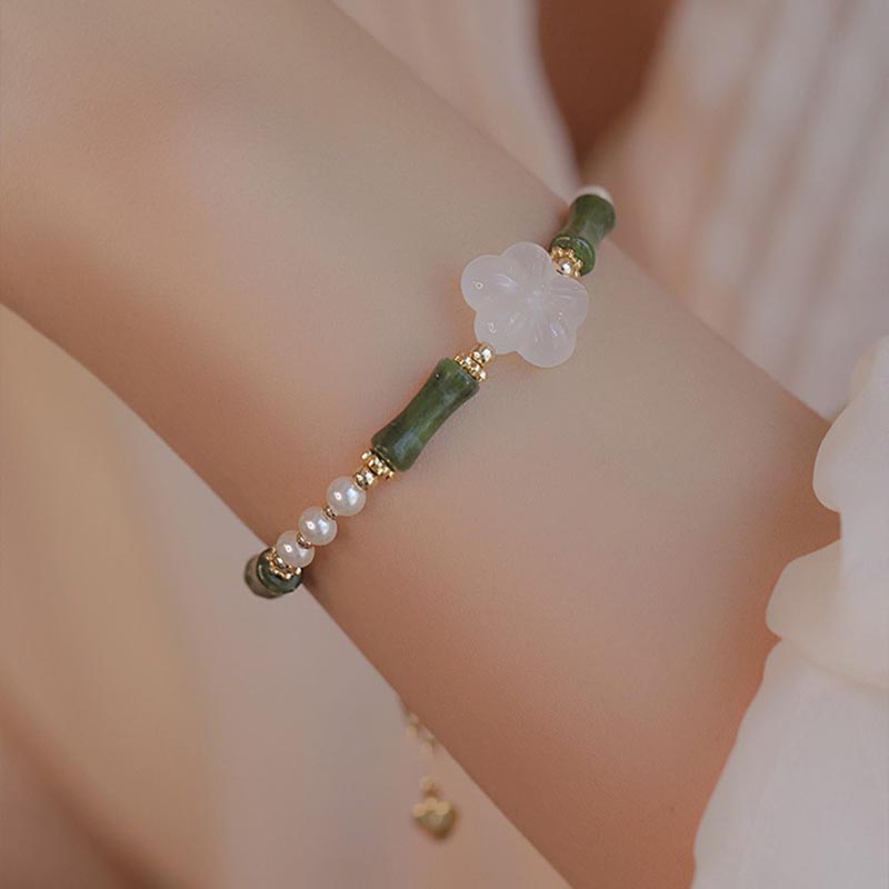 Bracciale Buddha Stones Peridot Bamboo Flower Agata Perla Pace
