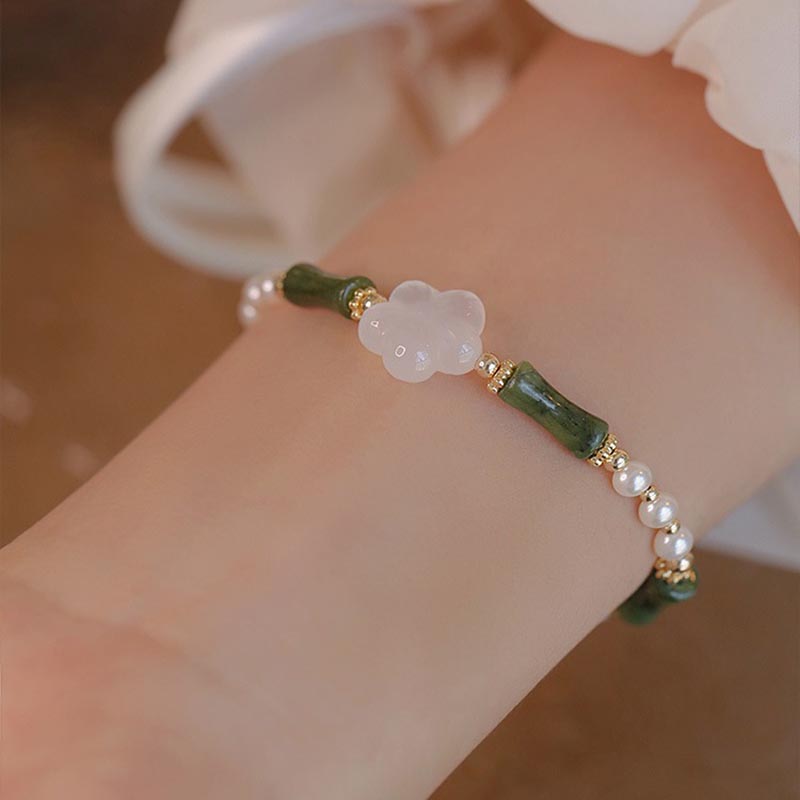Bracciale Buddha Stones Peridot Bamboo Flower Agata Perla Pace