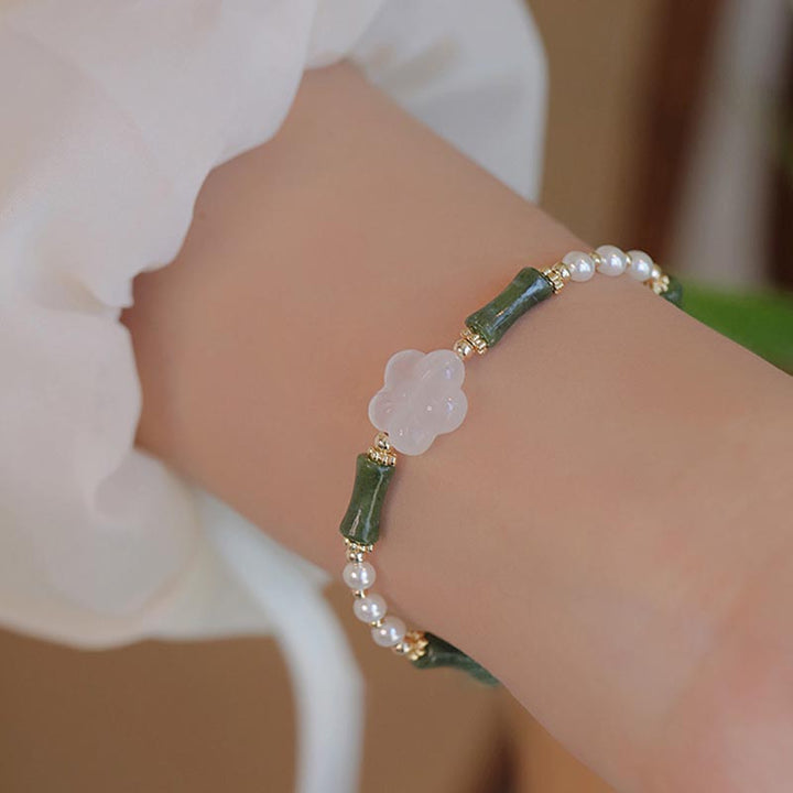 Bracciale Buddha Stones Peridot Bamboo Flower Agata Perla Pace