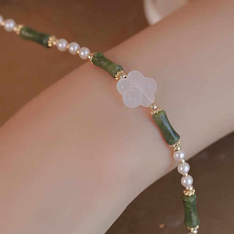 Bracciale Buddha Stones Peridot Bamboo Flower Agata Perla Pace
