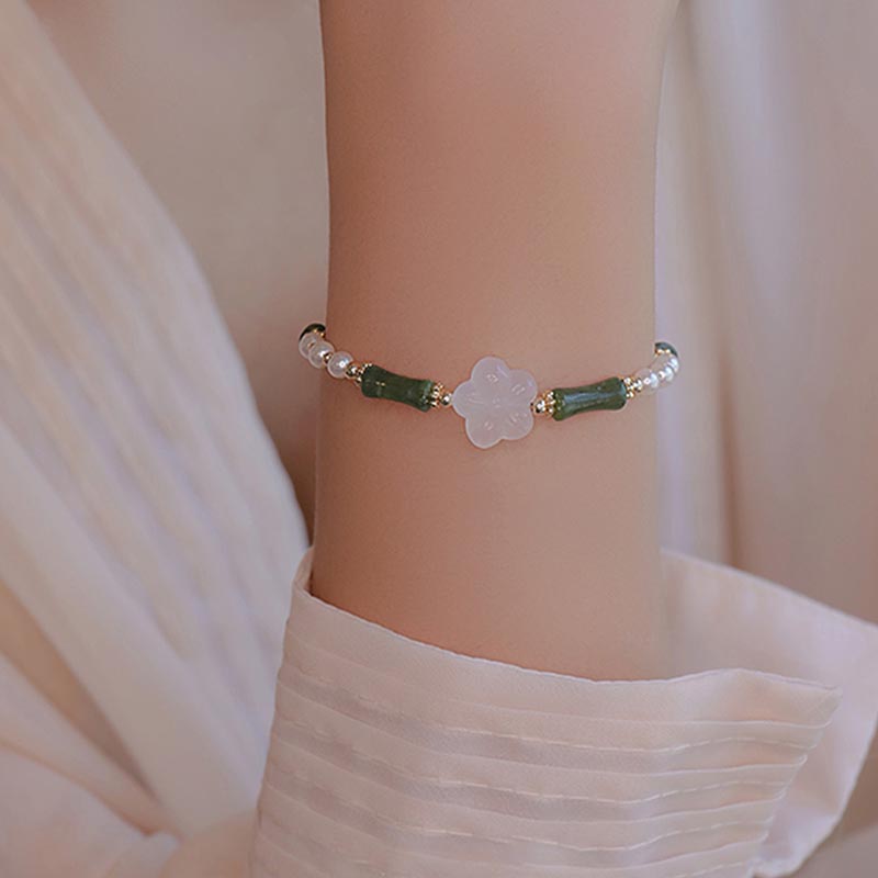 Bracciale Buddha Stones Peridot Bamboo Flower Agata Perla Pace