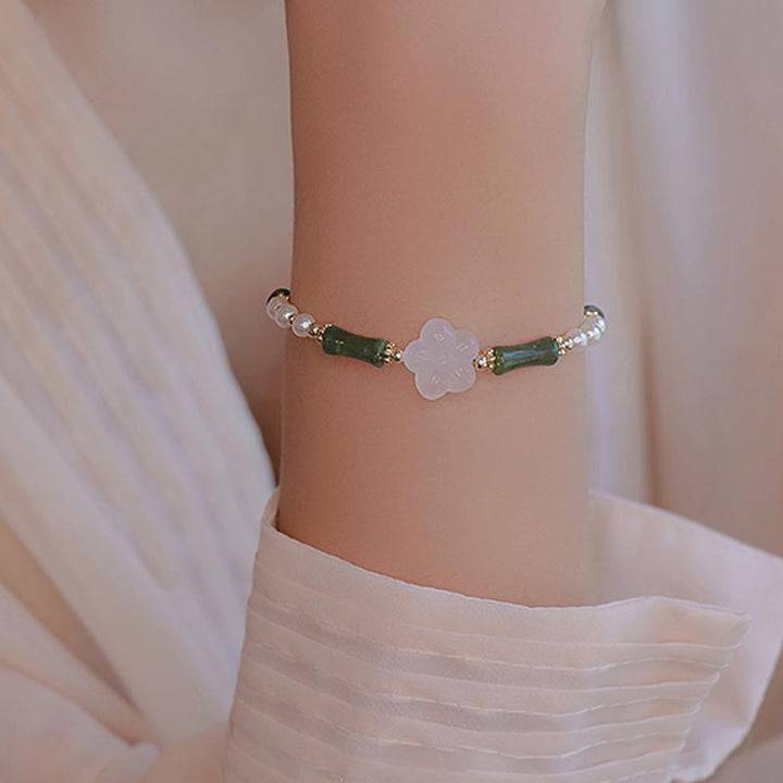 Bracciale Buddha Stones Peridot Bamboo Flower Agata Perla Pace