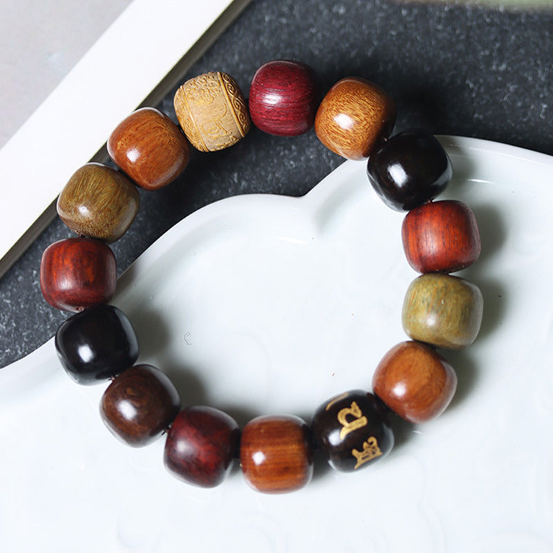Buddha Stones Tibet Vari Legni Om Mani Padme Hum Braccialetto della Purezza