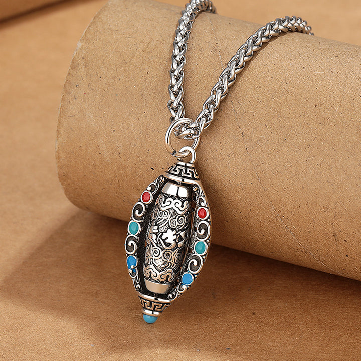 Buddha Stones Tibetano Om Mani Padme Hum Purezza Collana girevole pendente - image 1